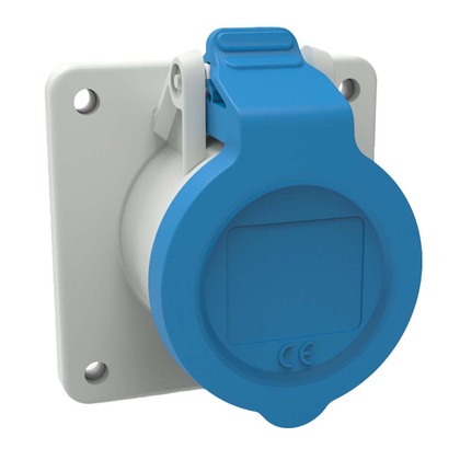 Panel mounting socket outlet angled IP54