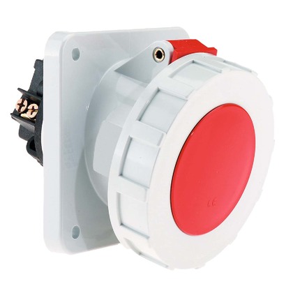 Angled Panel Mounting Socket Outlet with screw terminals IP67